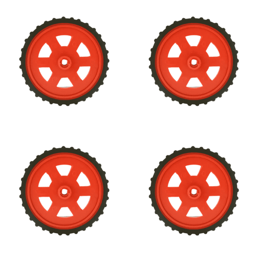Red BO Motor Wheel (Set of 4) – Sturdy BO motor wheels for projects. -Robot Wheels and Chassis -Robocraze