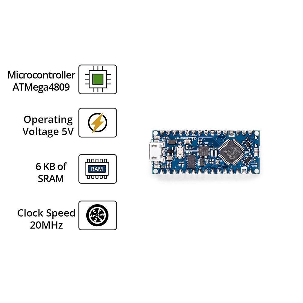 Arduino Nano Every (With Headers) – ATmega4809 board for students & makers. -Original Arduino Board -Robocraze