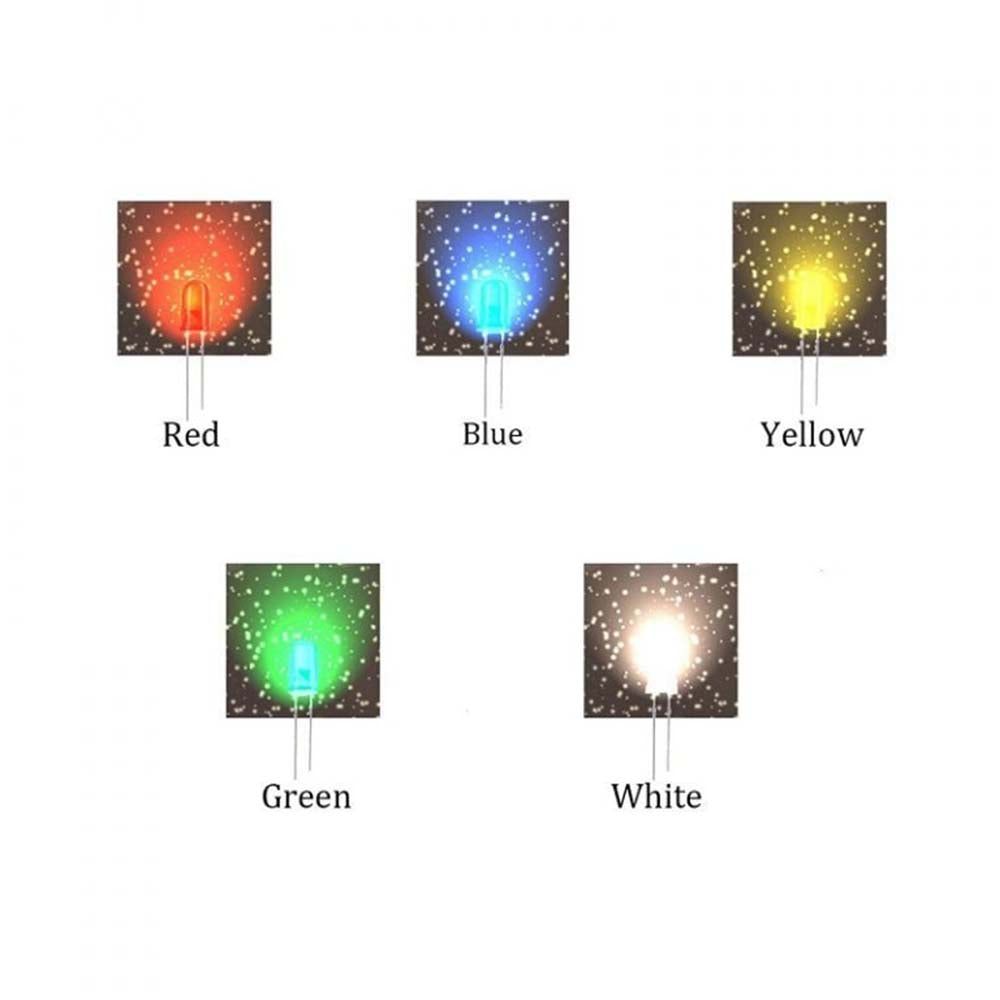 LED Combo (R-G-Y-B-W) 5mm - 10pcs Each – Multi-color LED pack for DIY projects - Electronic Components - Robocraze
