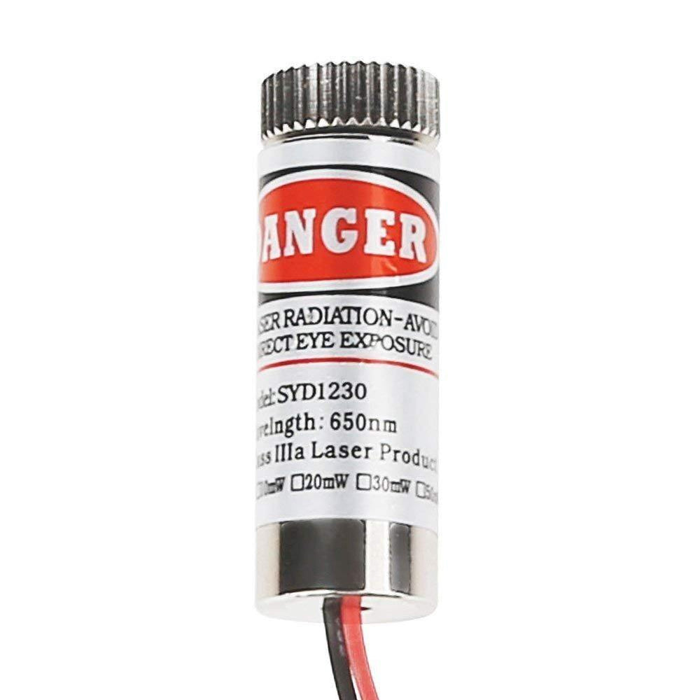 SYD1230 12mm 650nm 5mW Red Point Laser Module - Compact red laser module for precise targeting. -Laser Module -Robocraze