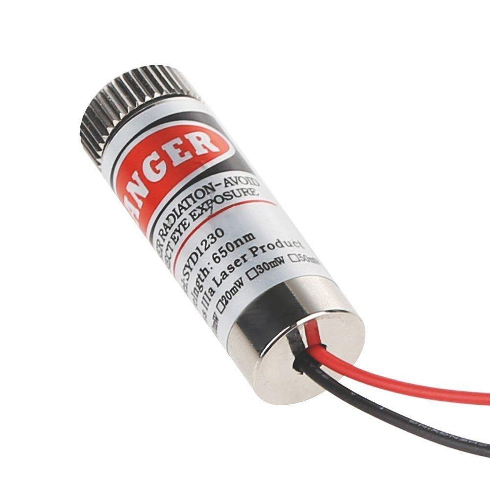 SYD1230 12mm 650nm 5mW Red Point Laser Module - Compact red laser module for precise targeting. -Laser Module -Robocraze