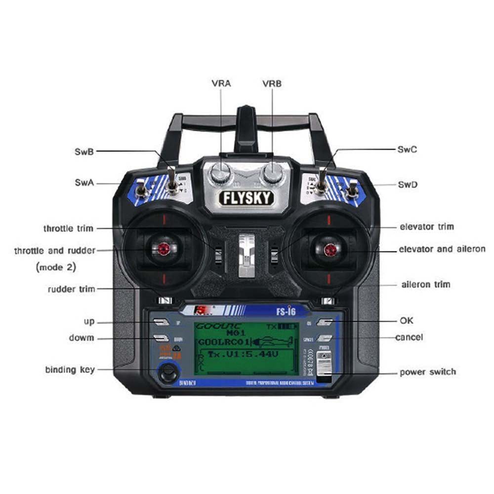 FlySky FSI6 2.4GHz 6 Channel RC Transmitter-Robocraze