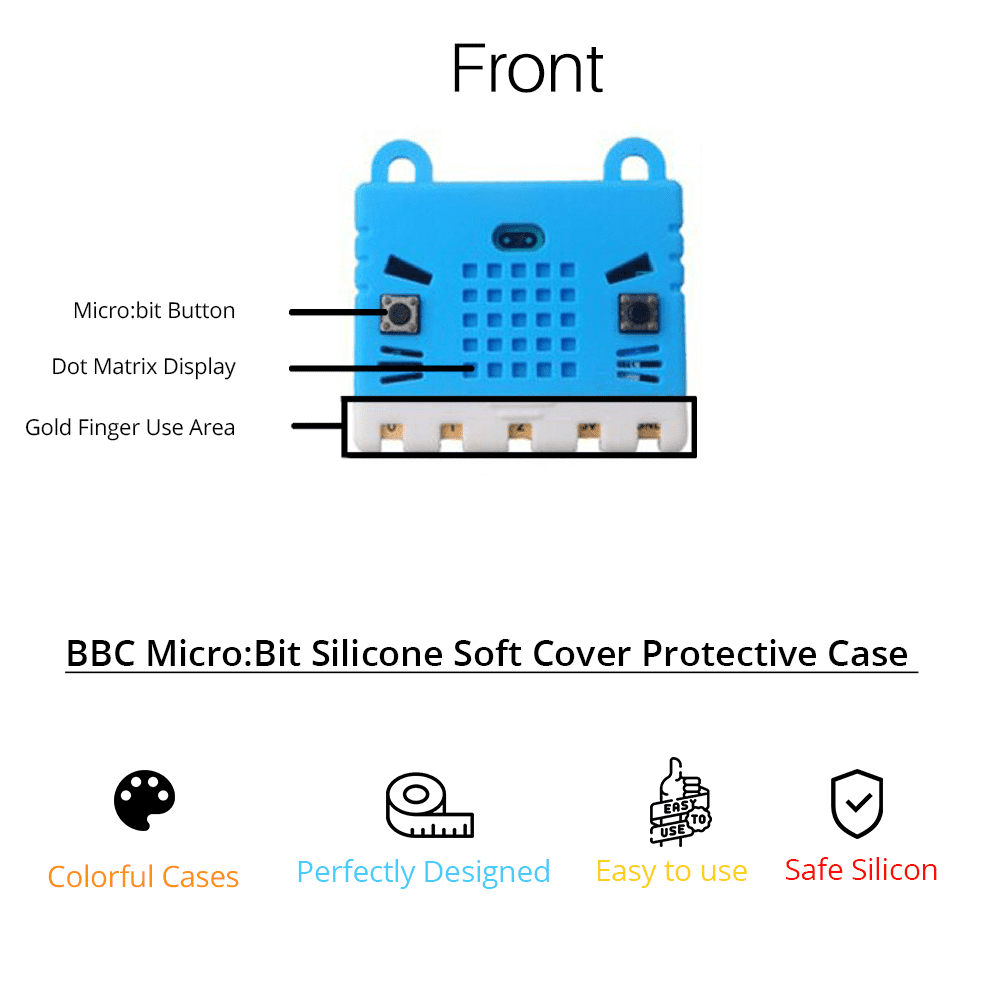 BBC Micro:Bit Silicone Cover (Blue) – Blue case for Micro:bit V1 & V2. -Development Board -BBC Micro:Bit -Robocraze