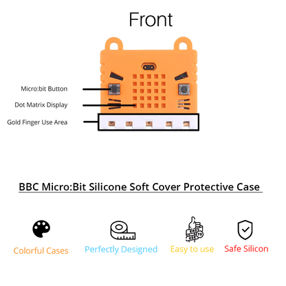 BBC Micro:Bit Silicone Soft Cover Protective Case (Orange) for Micro:Bit V1 & V2-Robocraze