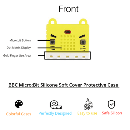 BBC Micro:Bit Silicone Soft Cover Protective Case (Yellow) for Micro:Bit V1 & V2-Robocraze