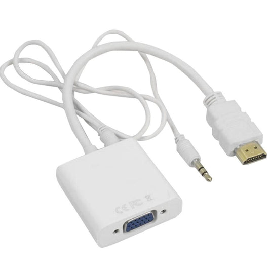 HDMI to VGA Converter with Audio - White-Robocraze