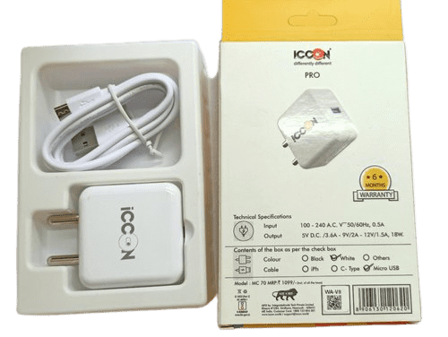 3.6A 5V White Adapter - Micro USB – High-power Micro USB adapter for stable charging.-Power Adapter -Robocraze