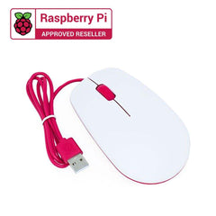 Raspberry Pi Official Mouse (White-Red) – Stylish Raspberry Pi Mouse in white-red with precise tracking. -Robocraze