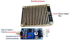 Rain Drop Sensor Module - Detects rainfall for weather monitoring. -Rain Sensor -Robocraze