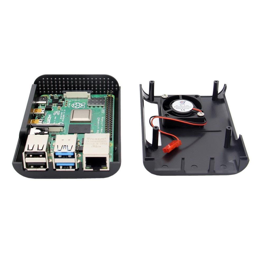 Raspberry Pi 4 ABS Black Case with Fan – Reliable Official Raspberry Pi Case for Pi 4. -Robocraze