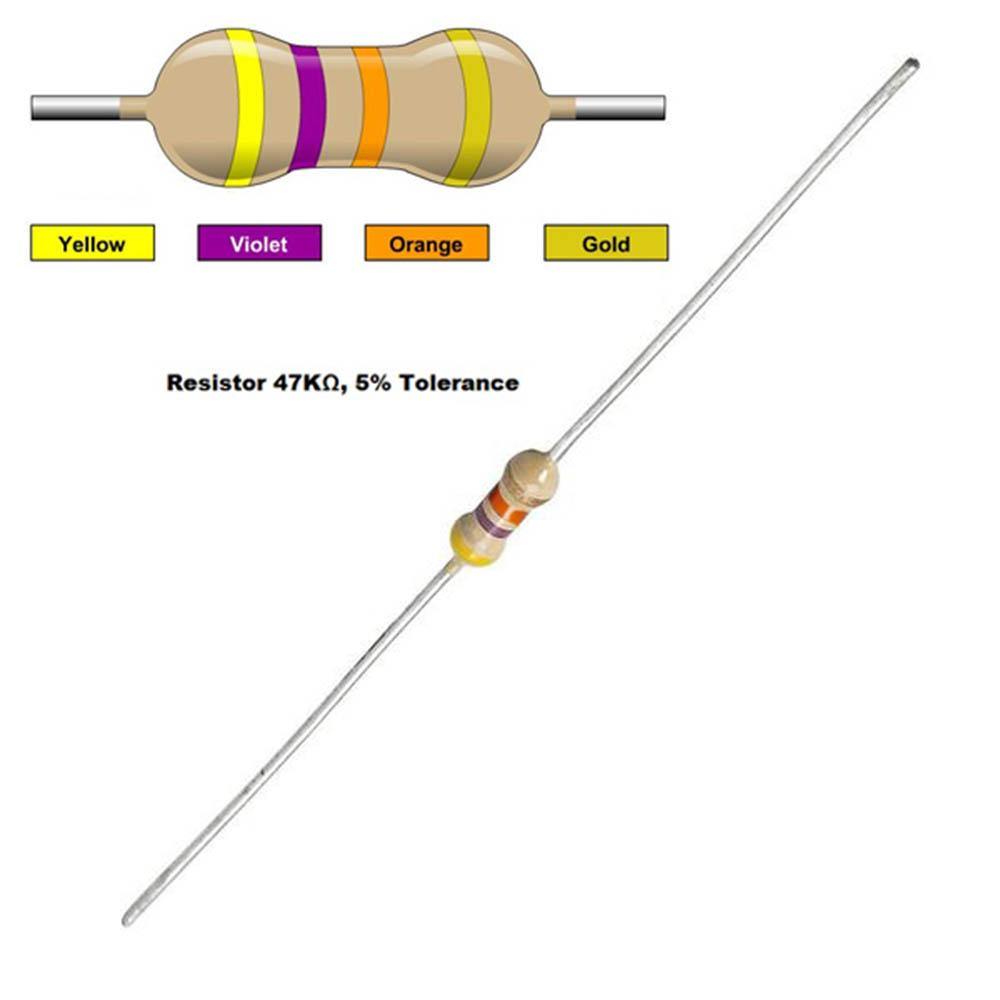 47k Ohm Resistor (10PC) – Reliable resistors for circuits. -Basic Components -Robocraze