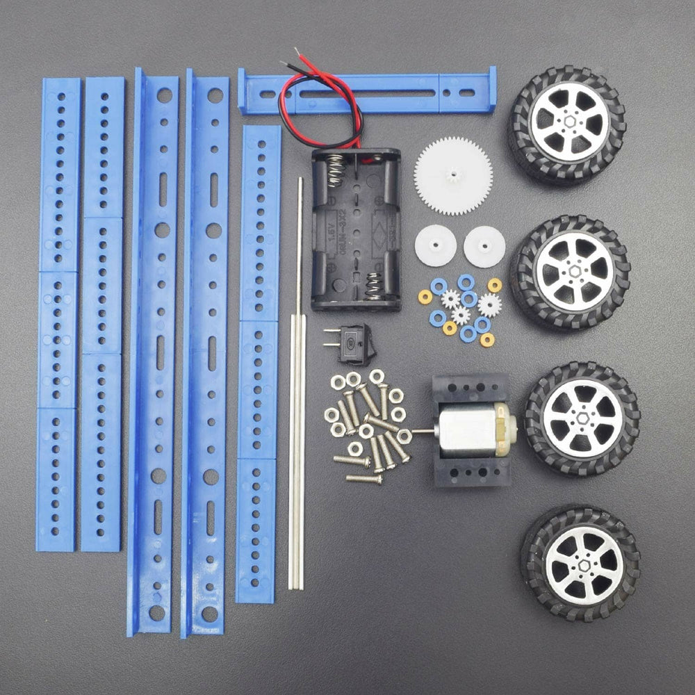 DIY Blue Electric 4-Wheel Drive Car Model – Exciting DIY Kits, STEM Kits, Robot Kits -Robocraze