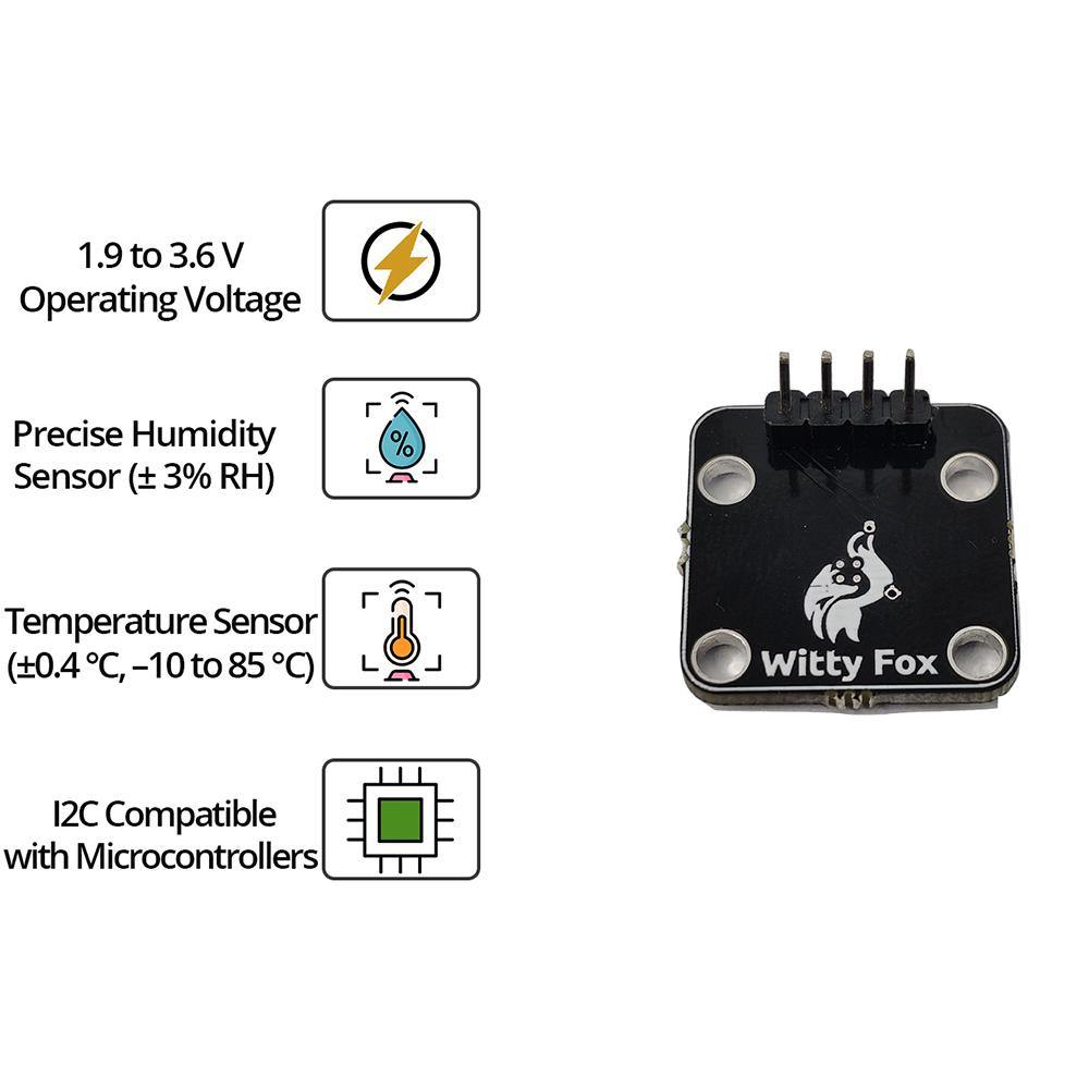 Witty Fox SI7021 Sensor – Breakout board for accurate temp & humidity sensing. -Robocraze