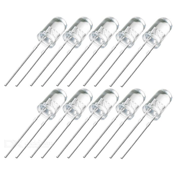 5mm White Yellow LED (Pack of 10) – High-brightness LED for indicator & DIY projects - Electronic Components - Robocraze