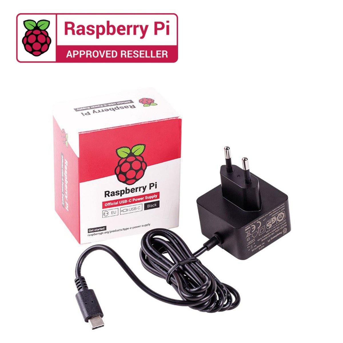 Raspberry Pi 15W Official Black Power Supply (EU)-Robocraze