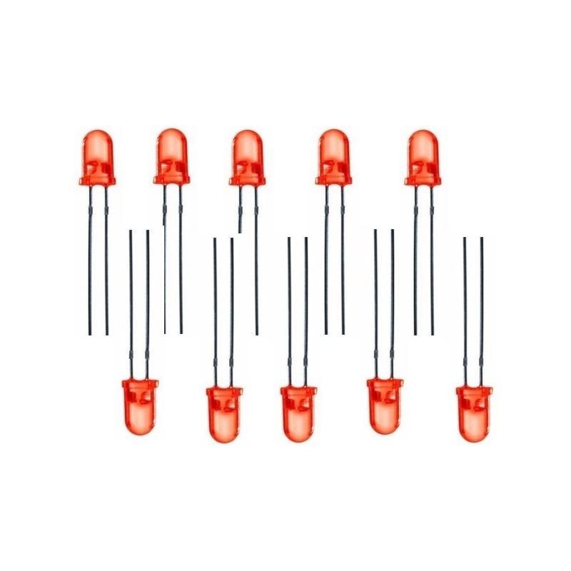 3mm Red LED (Pack of 10) – Bright & long-lasting LED for DIY circuits - Electronic Components - Robocraze
