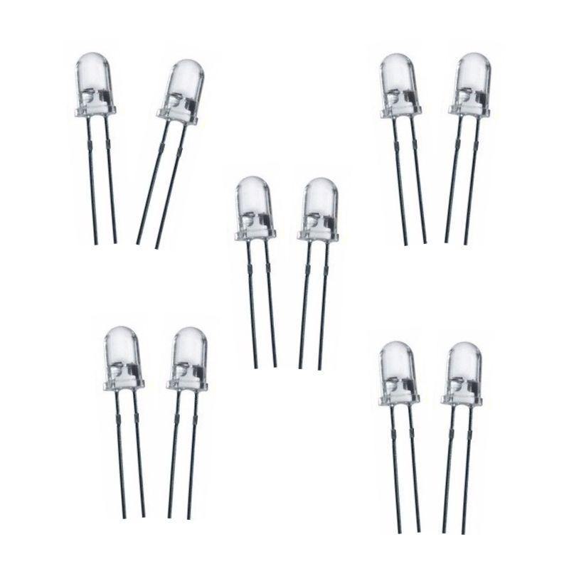 3mm White Red LED (Pack of 10) – High-quality LED for Arduino projects - Electronic Components - Robocraze