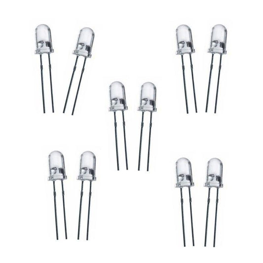 3mm White Red LED (Pack of 10) – High-quality LED for Arduino projects - Electronic Components - Robocraze