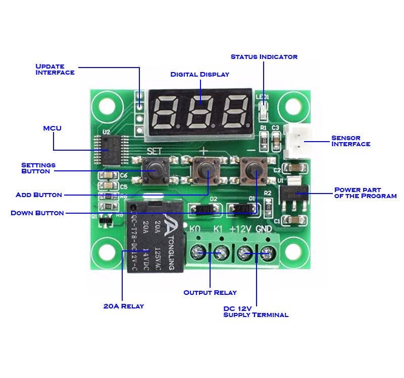 Temperaturregler Platine XH-W1209 Schaltermodul Hohe Genauigkeit  Sensorplatine : : Gewerbe, Industrie & Wissenschaft