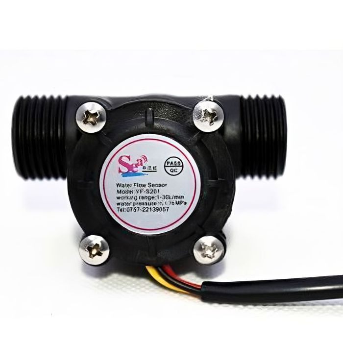 1/2 Inch Water Flow Sensor - YF-S201 - Water flow sensor for liquid flow measurement. -Water Flow Sensor -Robocraze