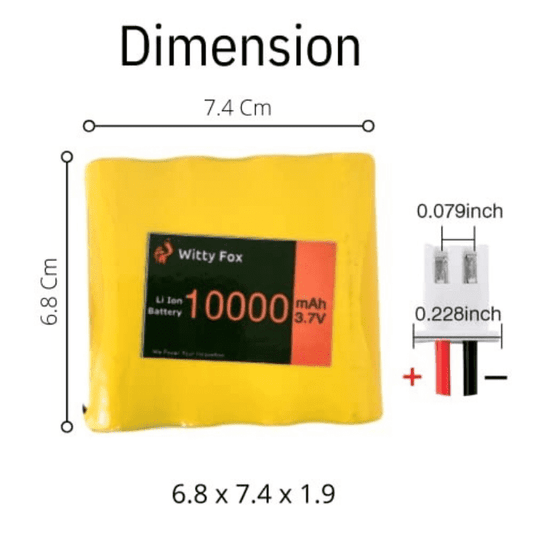 Witty Fox 3.7V 10000mAh Li-ion Battery – Long-lasting battery for power backup. -Lithium Battery -Robocraze